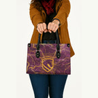 Brisbane Broncos Leather Bag Gold Marble Pattern With Vibrant Topography Lines