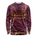 Brisbane Broncos Long Sleeve Shirt Gold Marble Pattern With Vibrant Topography Lines