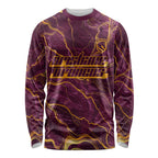 Brisbane Broncos Long Sleeve Shirt Gold Marble Pattern With Vibrant Topography Lines