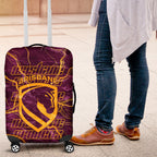 Brisbane Broncos Luggage Cover Gold Marble Pattern With Vibrant Topography Lines