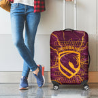 Brisbane Broncos Luggage Cover Gold Marble Pattern With Vibrant Topography Lines