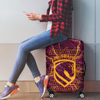 Brisbane Broncos Luggage Cover Gold Marble Pattern With Vibrant Topography Lines