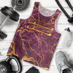 Brisbane Broncos Men Tank Top Gold Marble Pattern With Vibrant Topography Lines