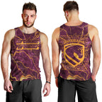Brisbane Broncos Men Tank Top Gold Marble Pattern With Vibrant Topography Lines