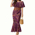 Brisbane Broncos Mermaid Dress Gold Marble Pattern With Vibrant Topography Lines
