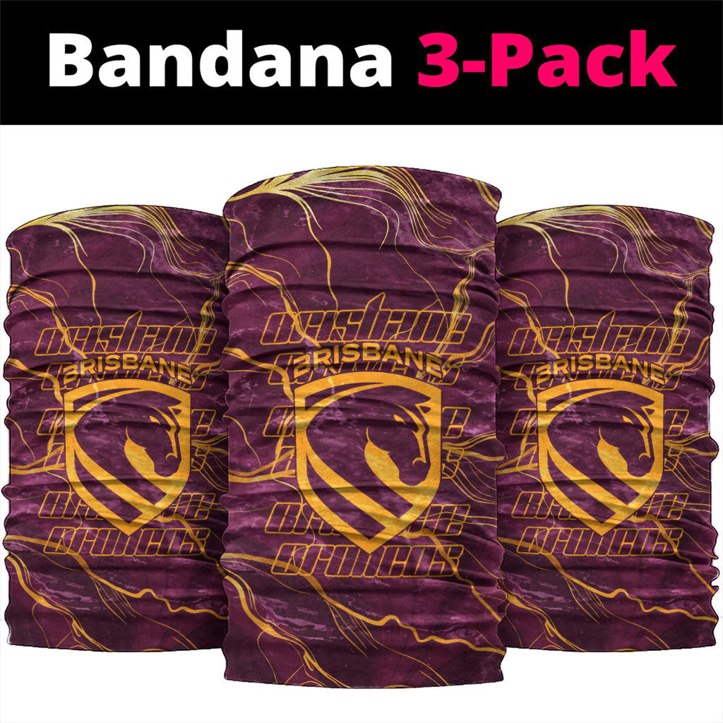 Brisbane Broncos Neck Gaiter Gold Marble Pattern With Vibrant Topography Lines