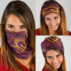 Brisbane Broncos Neck Gaiter Gold Marble Pattern With Vibrant Topography Lines