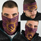 Brisbane Broncos Neck Gaiter Gold Marble Pattern With Vibrant Topography Lines