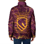 Brisbane Broncos Padded Jacket Gold Marble Pattern With Vibrant Topography Lines