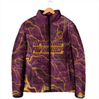 Brisbane Broncos Padded Jacket Gold Marble Pattern With Vibrant Topography Lines