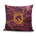 Brisbane Broncos Pillow Cover Gold Marble Pattern With Vibrant Topography Lines