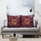 Brisbane Broncos Pillow Cover Gold Marble Pattern With Vibrant Topography Lines