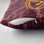 Brisbane Broncos Pillow Cover Gold Marble Pattern With Vibrant Topography Lines