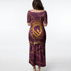 Brisbane Broncos Puletasi Gold Marble Pattern With Vibrant Topography Lines