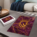 Brisbane Broncos Puzzle Gold Marble Pattern With Vibrant Topography Lines