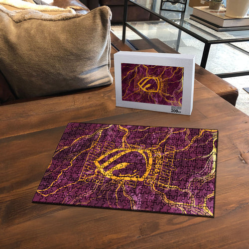 Brisbane Broncos Puzzle Gold Marble Pattern With Vibrant Topography Lines