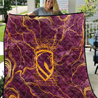 Brisbane Broncos Quilt Gold Marble Pattern With Vibrant Topography Lines