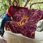 Brisbane Broncos Quilt Gold Marble Pattern With Vibrant Topography Lines