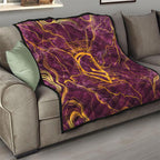 Brisbane Broncos Quilt Gold Marble Pattern With Vibrant Topography Lines