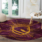 Brisbane Broncos Round Carpet Gold Marble Pattern With Vibrant Topography Lines