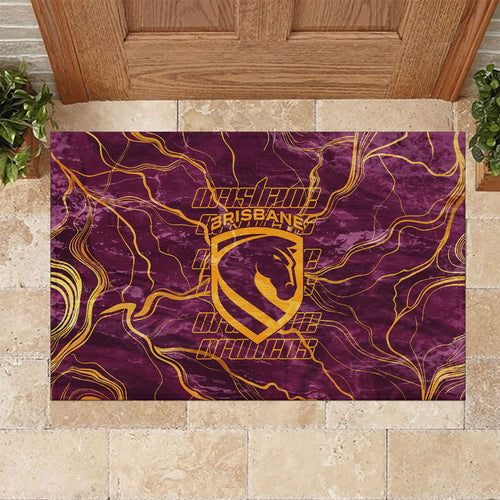 Brisbane Broncos Rubber Doormat Gold Marble Pattern With Vibrant Topography Lines