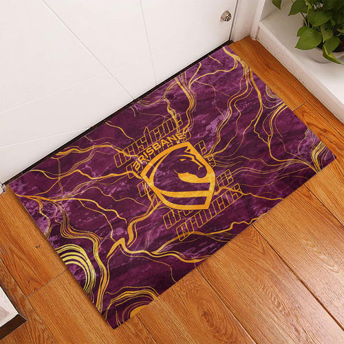 Brisbane Broncos Rubber Doormat Gold Marble Pattern With Vibrant Topography Lines