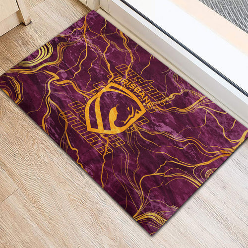 Brisbane Broncos Rubber Doormat Gold Marble Pattern With Vibrant Topography Lines