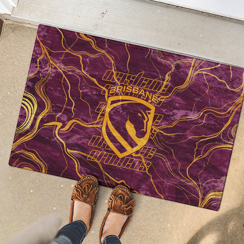 Brisbane Broncos Rubber Doormat Gold Marble Pattern With Vibrant Topography Lines