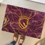 Brisbane Broncos Rubber Doormat Gold Marble Pattern With Vibrant Topography Lines