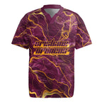 Brisbane Broncos Rugby Jersey Gold Marble Pattern With Vibrant Topography Lines