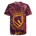 Brisbane Broncos Rugby Jersey Gold Marble Pattern With Vibrant Topography Lines