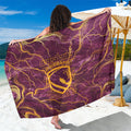 Brisbane Broncos Sarong Gold Marble Pattern With Vibrant Topography Lines