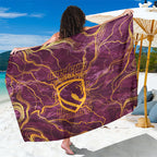 Brisbane Broncos Sarong Gold Marble Pattern With Vibrant Topography Lines