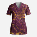 Brisbane Broncos Scrub Top Gold Marble Pattern With Vibrant Topography Lines