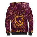 Brisbane Broncos Sherpa Hoodie Gold Marble Pattern With Vibrant Topography Lines