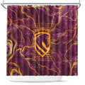 Brisbane Broncos Shower Curtain Gold Marble Pattern With Vibrant Topography Lines