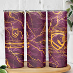 Brisbane Broncos Skinny Tumbler Gold Marble Pattern With Vibrant Topography Lines