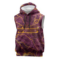 Brisbane Broncos Sleeveless Hoodie Gold Marble Pattern With Vibrant Topography Lines