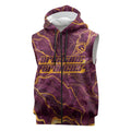 Brisbane Broncos Sleeveless Zip Hoodie Gold Marble Pattern With Vibrant Topography Lines