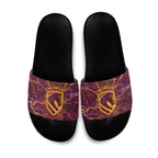 Brisbane Broncos Slide Sandals Gold Marble Pattern With Vibrant Topography Lines