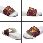 Brisbane Broncos Slide Sandals Gold Marble Pattern With Vibrant Topography Lines