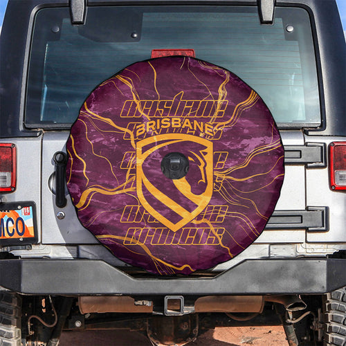 Brisbane Broncos Spare Tire Cover Gold Marble Pattern With Vibrant Topography Lines