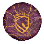 Brisbane Broncos Spare Tire Cover Gold Marble Pattern With Vibrant Topography Lines