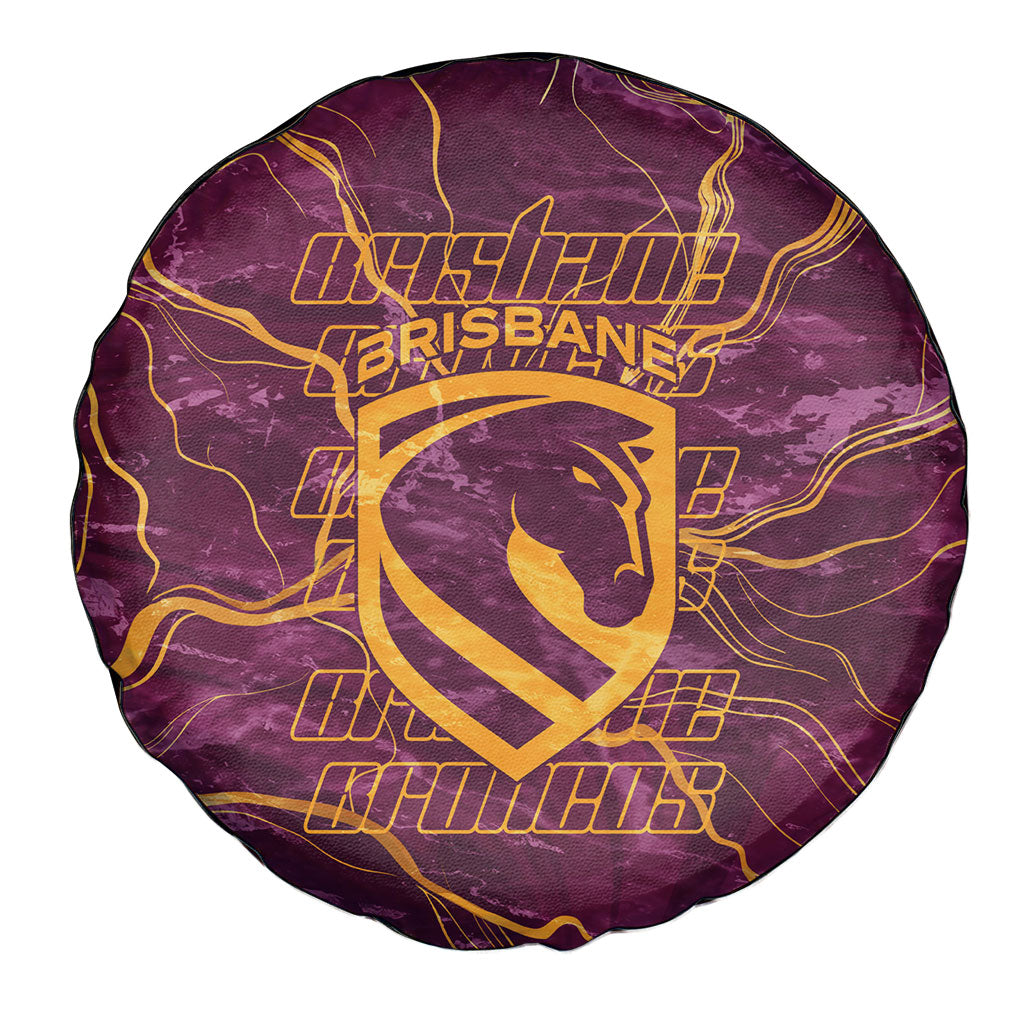 Brisbane Broncos Spare Tire Cover Gold Marble Pattern With Vibrant Topography Lines