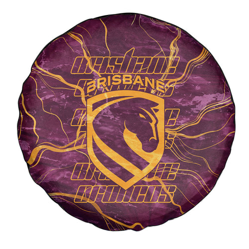 Brisbane Broncos Spare Tire Cover Gold Marble Pattern With Vibrant Topography Lines