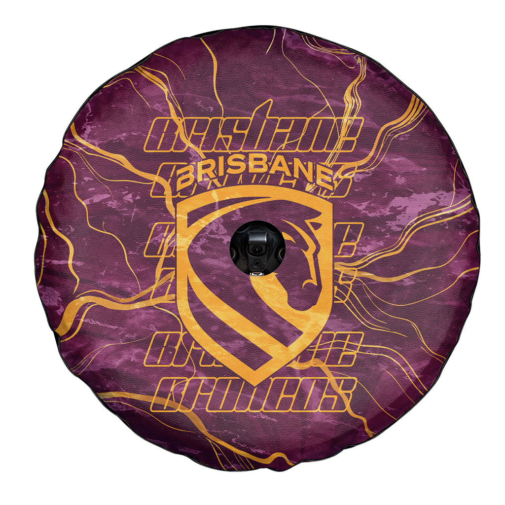 Brisbane Broncos Spare Tire Cover Gold Marble Pattern With Vibrant Topography Lines