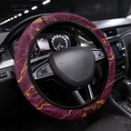 Brisbane Broncos Steering Wheel Cover Gold Marble Pattern With Vibrant Topography Lines