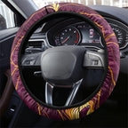 Brisbane Broncos Steering Wheel Cover Gold Marble Pattern With Vibrant Topography Lines
