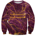 Brisbane Broncos Sweatshirt Gold Marble Pattern With Vibrant Topography Lines