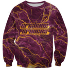 Brisbane Broncos Sweatshirt Gold Marble Pattern With Vibrant Topography Lines